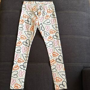 Cat & Jack Cream Hearts Leggings L 10/12